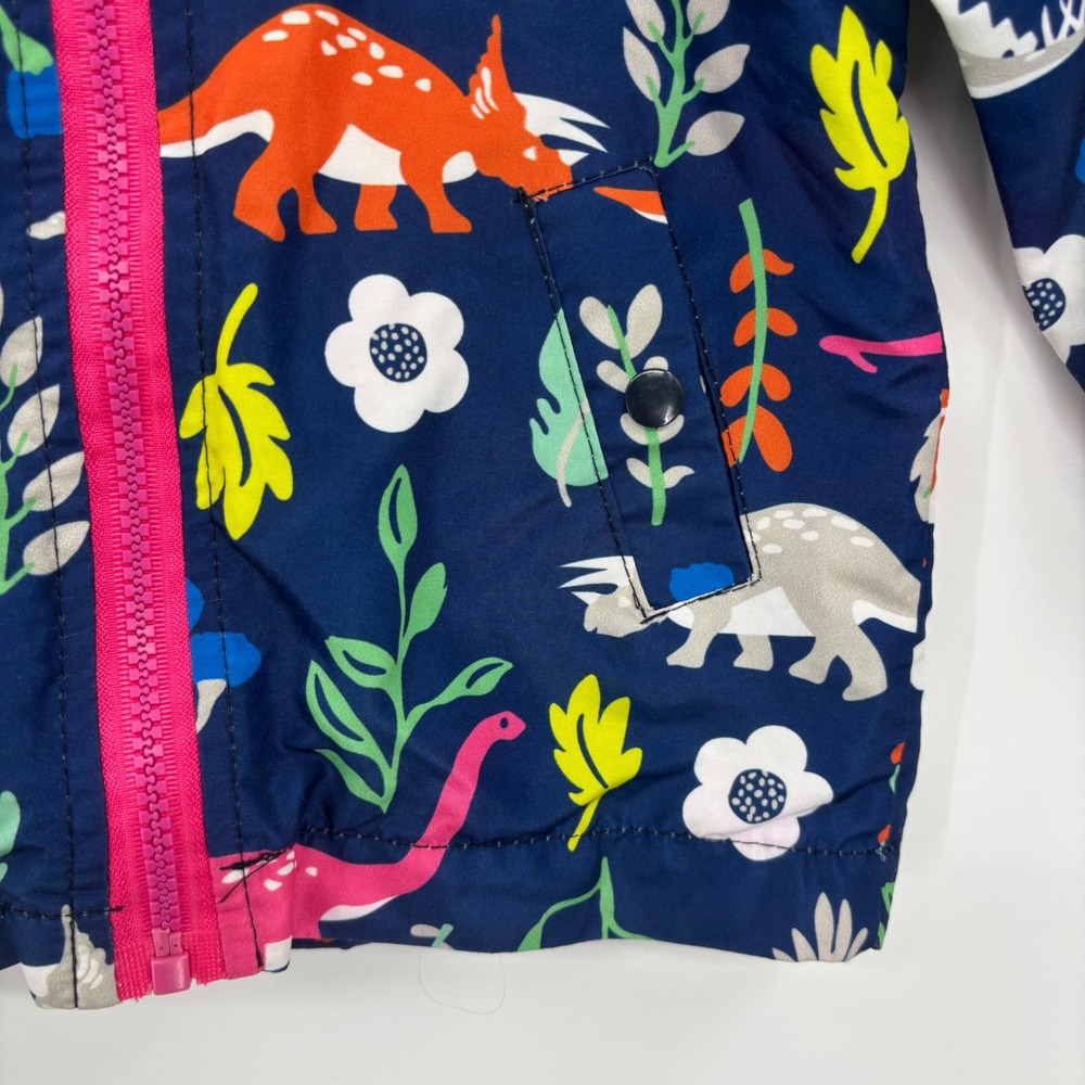 Keaiyounuo Kids Dinosaur Print Hooded Windbreaker Rain Jacket 2T Blue Pink Sz 90 - Picture 6 of 13